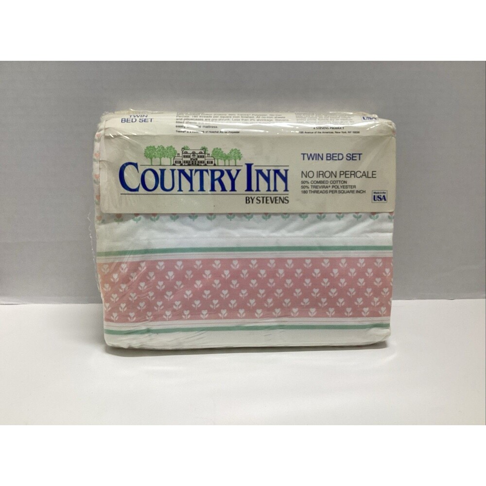 country inn by Steven’s vintage twin bed sheet set heart USA shabby chic